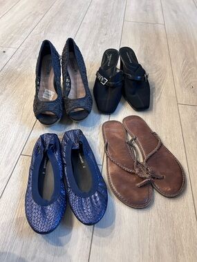 Women’s Size 10 Shoe Bundle Lot 4 Pairs Mixed Styles Sandals, Flats, Pumps